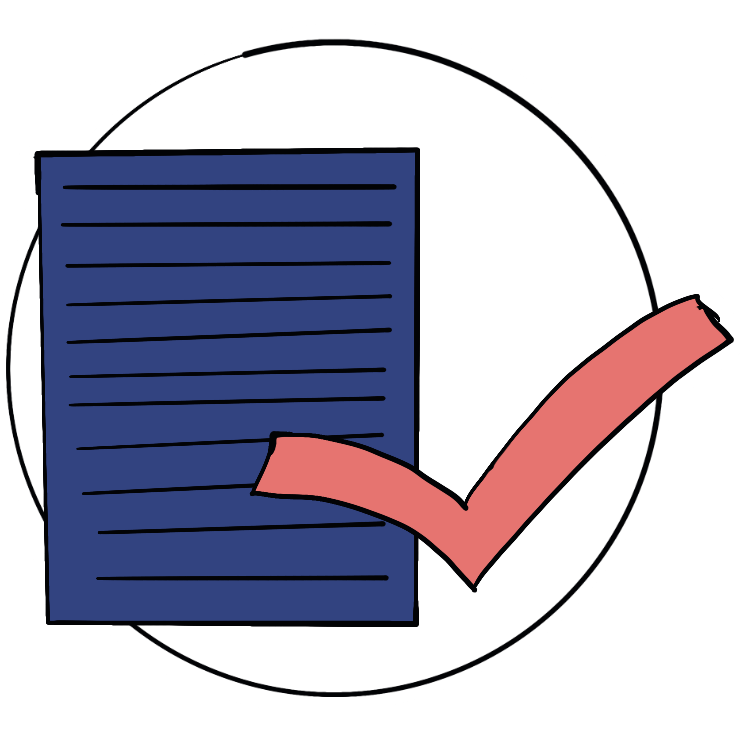 A sheet of paper with a check mark