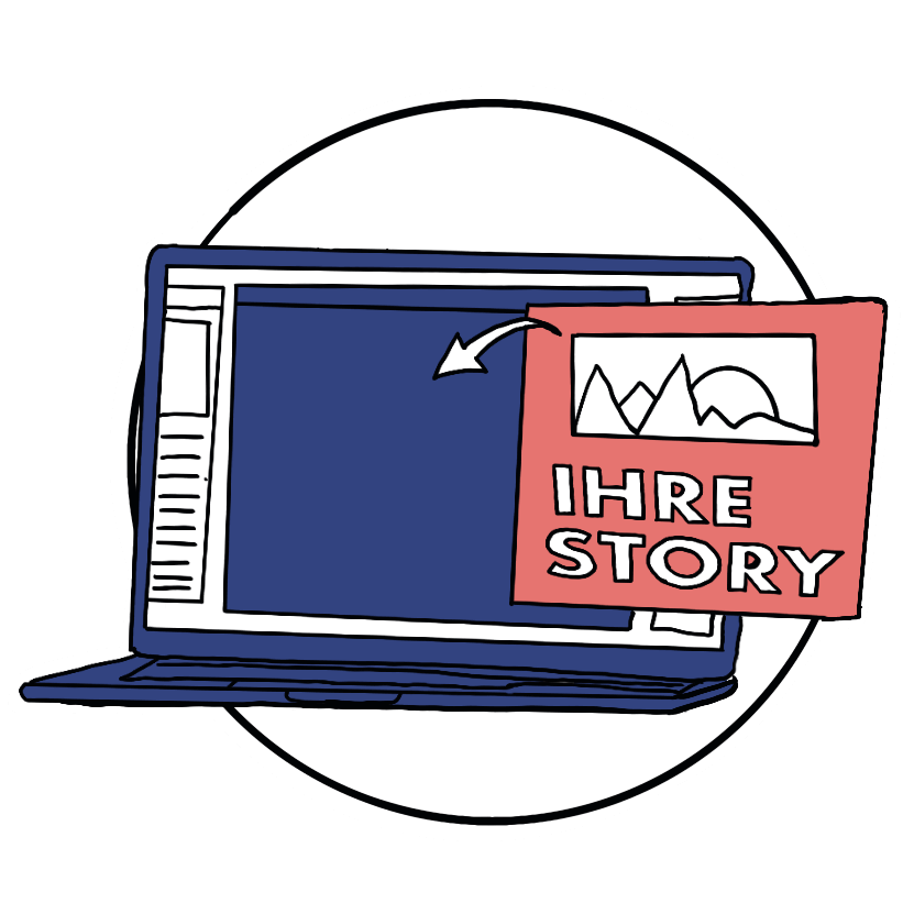 Ordinateur portable avec la mention Votre histoire